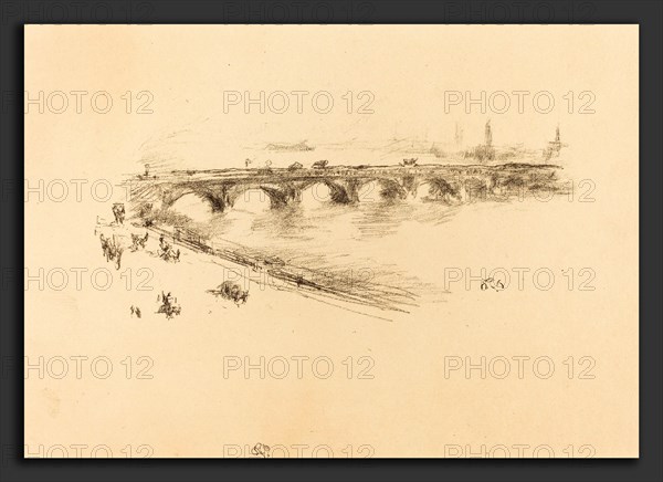 James McNeill Whistler (American, 1834 - 1903), Evening - Little Waterloo Bridge, 1896, lithograph
