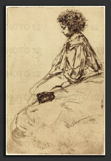 James McNeill Whistler (American, 1834 - 1903), Bibi Lalouette, 1859, etching and drypoint in dark brown on light blue-gray laid paper
