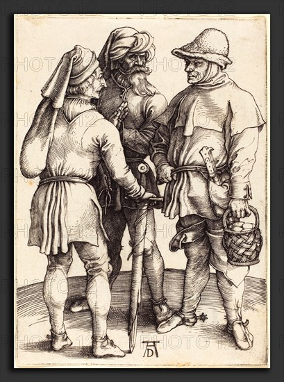Albrecht Dürer (German, 1471 - 1528), Three Peasants in Conversation, c. 1497, engraving on laid paper