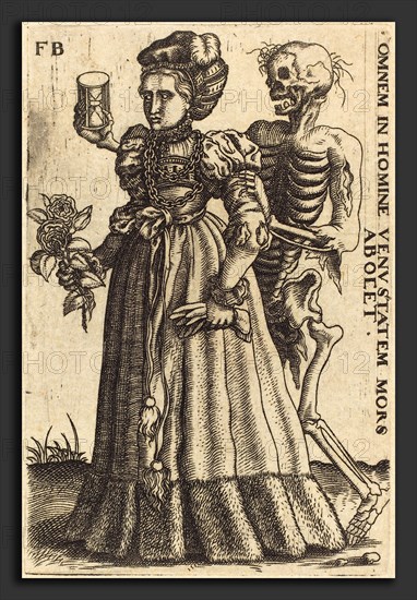 Franz Brun (German, active c. 1590), Woman and Death, engraving