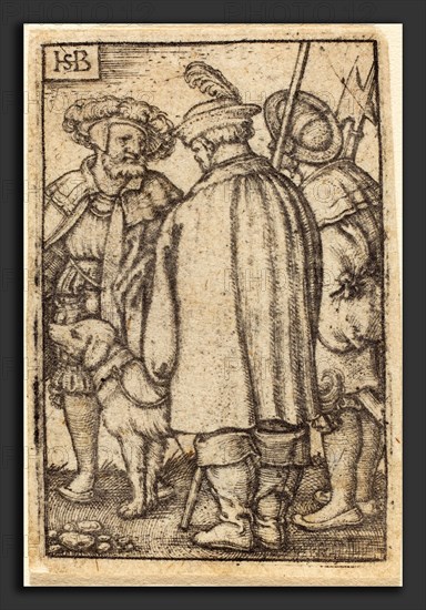 Sebald Beham (German, 1500 - 1550), Three Soldiers and a Dog, engraving