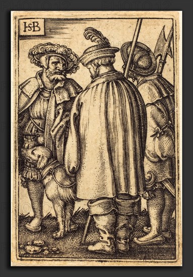 Sebald Beham (German, 1500 - 1550), Three Soldiers and a Dog, engraving