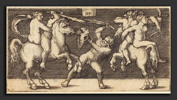 Sebald Beham (German, 1500 - 1550), Battle of Three Men, engraving
