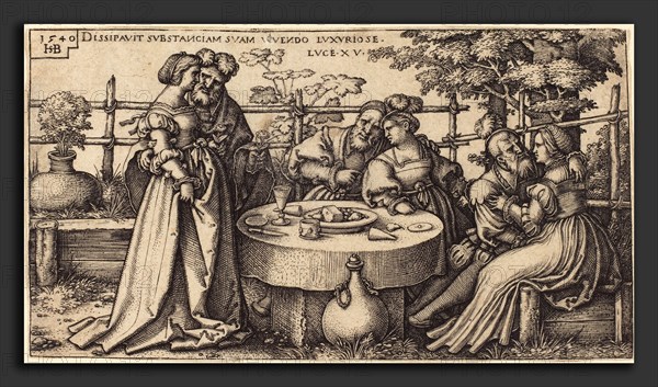 Sebald Beham (German, 1500 - 1550), The Prodigal Son Wasting His Fortune, engraving