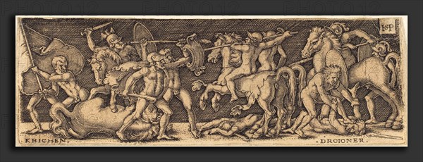 Sebald Beham (German, 1500 - 1550), Combat of Greeks and Trojans, engraving