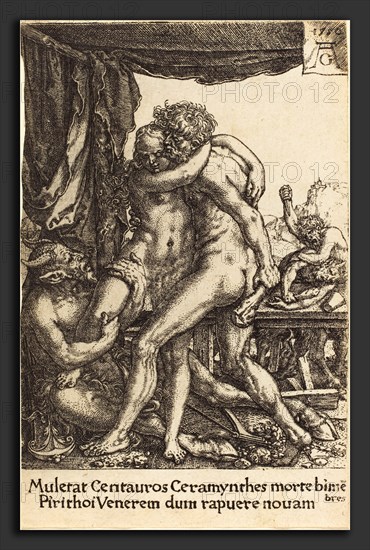 Heinrich Aldegrever (German, 1502 - 1555-1561), Hercules Preventing the Centaurs from the Rape of Hippodamia, 1550