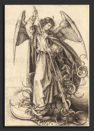Martin Schongauer (German, c. 1450 - 1491), Saint Michael Slaying the Dragon, c. 1480-1490, engraving