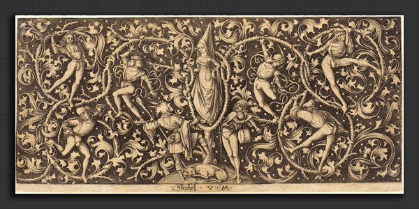 Israhel van Meckenem (German, c. 1445 - 1503), Ornament with Morris Dancers, c. 1490-1500, engraving