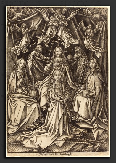 Israhel van Meckenem after Hans Holbein the Elder (German, c. 1445 - 1503), The Coronation of the Virgin, c. 1490-1500, engraving