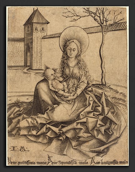 Israhel van Meckenem after Martin Schongauer (German, c. 1445 - 1503), Virgin and Child in a Courtyard, engraving