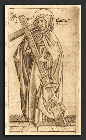 Israhel van Meckenem after Master E.S. (German, c. 1445 - 1503), Saint Judas Thaddeus (Saint Simon?), c. 1470-1480, engraving
