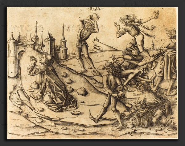 Israhel van Meckenem (German, c. 1445 - 1503), The Stoning of Saint Stephen, c. 1470, engraving on laid paper