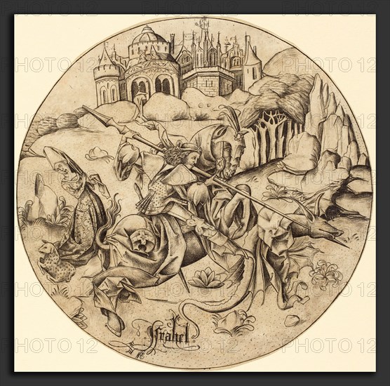 Israhel van Meckenem (German, c. 1445 - 1503), Saint George and the Dragon, c. 1465-1470, engraving on laid paper