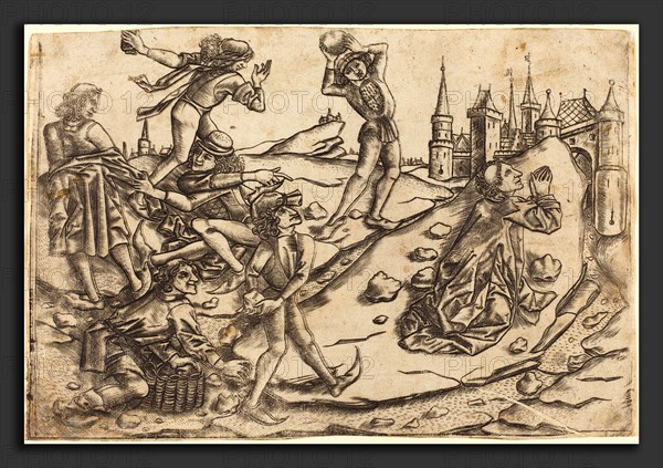 Master with the Banderoles after Israhel van Meckenem (Netherlandish, active c. 1450 - active 1475), The Stoning of Saint Stephen, c. 1470-1475, engraving on laid paper