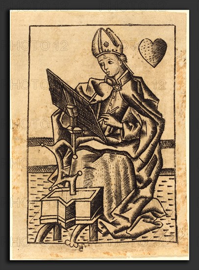 Master with the Banderoles (Netherlandish, active c. 1450 - active 1475), Saint Augustine, c. 1450-1460, engraving