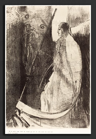 Odilon Redon (French, 1867 - 1939), Et un autre ange sortit du temple qui est au ciel, ayant lui aussi une faucille tranchante (And another angel came out of the temple which is in heaven, and he also having a sharp sickle), 1899, lithograph