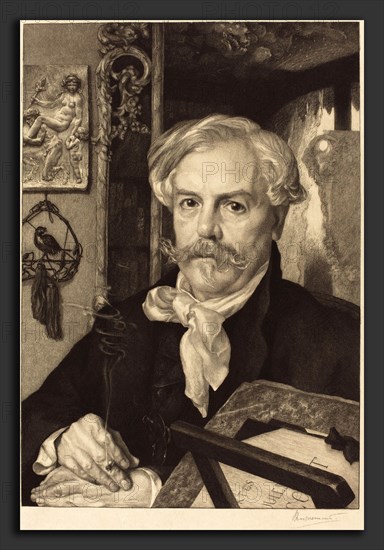 Félix Bracquemond (French, 1833 - 1914), Edmond de Goncourt, 1882, etching and engraving in black on japan paper