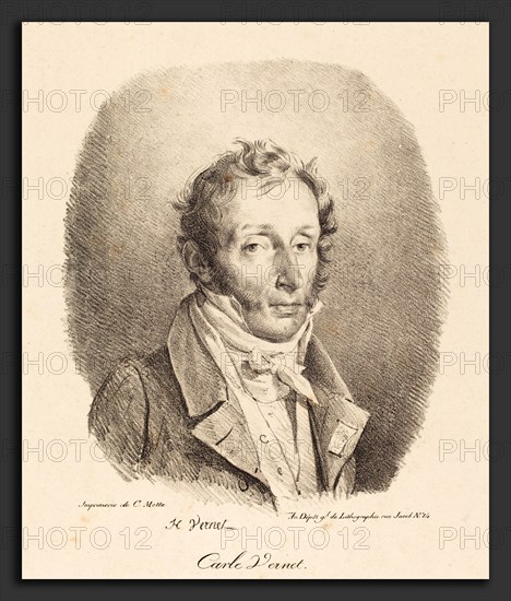 Horace Vernet (French, 1789 - 1863), Bust of Carle Vernet, 1817, lithograph