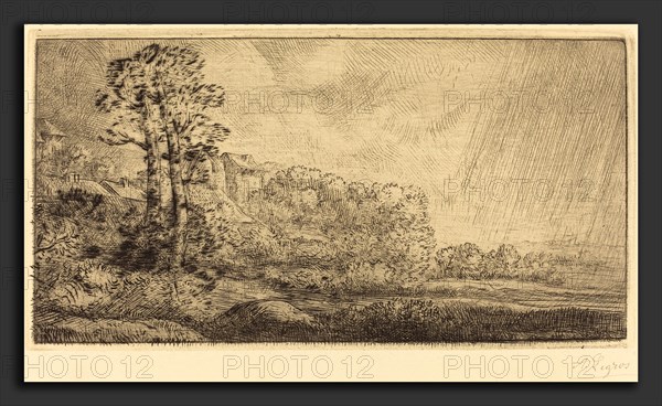 Alphonse Legros, Landscape with Two Trees (Paysage aux deux arbres), French, 1837 - 1911, etching and drypoint