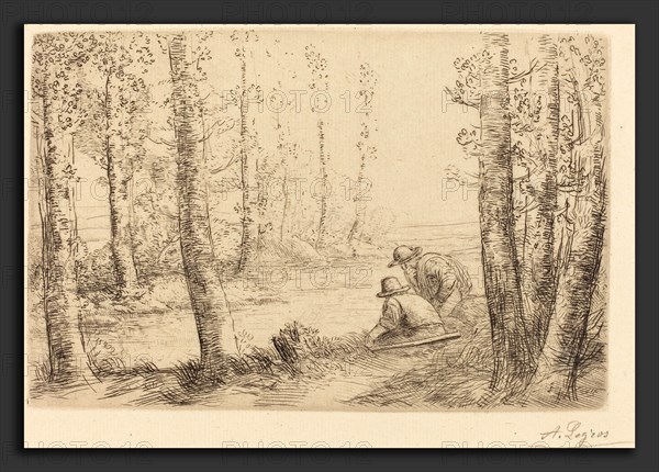 Alphonse Legros, Rest along the Banks of the River (Repos au bord de la riviere), French, 1837 - 1911, etching
