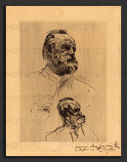 Auguste Rodin (French, 1840 - 1917), Victor Hugo, De Trois Quarts, 1884, drypoint