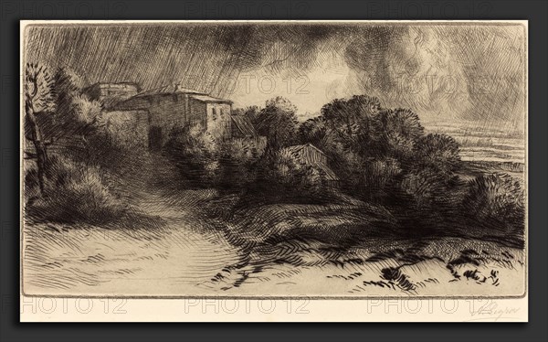 Alphonse Legros, La Ferme de Brieux (Effect d'orage) (Farm at Brieux in a Storm), French, 1837 - 1911, drypoint on wove paper