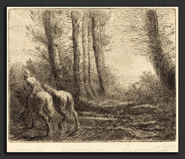 Alphonse Legros, Return from the Plowing (Le retour de labourage), French, 1837 - 1911, etching and drypoint