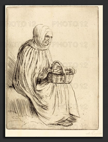 Alphonse Legros, Woman of the Marketplace (Femme du marche), French, 1837 - 1911, etching and drypoint