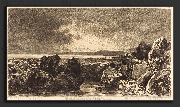 Maxime Lalanne (French, 1827 - 1886), Les Roches noires prÃ¨s Trouville (MarÃ¨e Basse), 1874, etching on wove paper