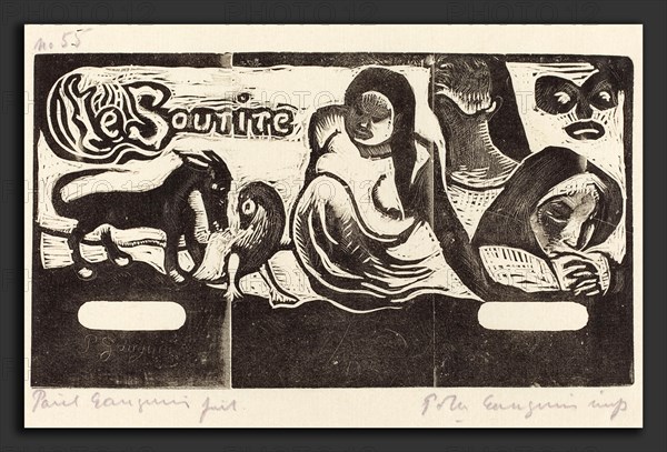 Paul Gauguin (French, 1848 - 1903), Title Page for "Le Sourire" (Titre du Sourire), in or after 1895, woodcut printed in black and gray by Pola Gauguin in 1921