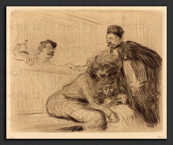 Jean-Louis Forain, The Lawyer Talking to the Prisoner (first plate), French, 1852 - 1931, 1909, drypoint in brown on wove paper