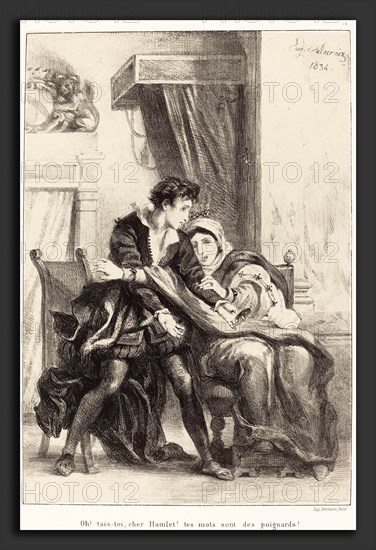 EugÃ¨ne Delacroix (French, 1798 - 1863), Hamlet and the Queen (Act III, Scene IV), 1834, lithograph