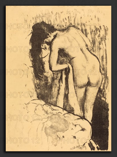 Edgar Degas (French, 1834 - 1917), Nude Woman Standing, Drying Herself (Femme nue debout, a sa toilette), c. 1890, lithograph