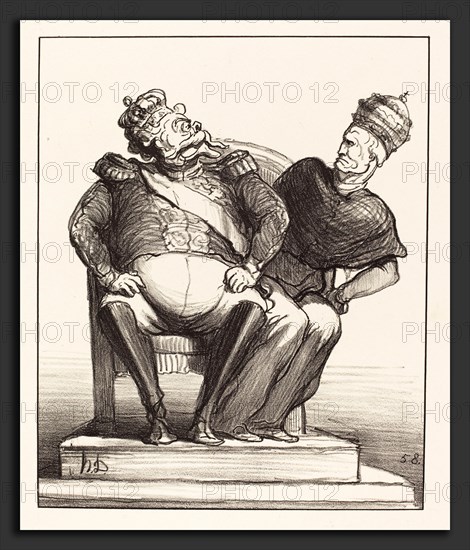 Honoré Daumier (French, 1808 - 1879), Trop étroit pour deux, 1870, lithograph