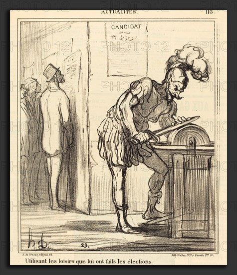 Honoré Daumier (French, 1808 - 1879), Utilisant les loisirs, 1869, lithograph on newsprint