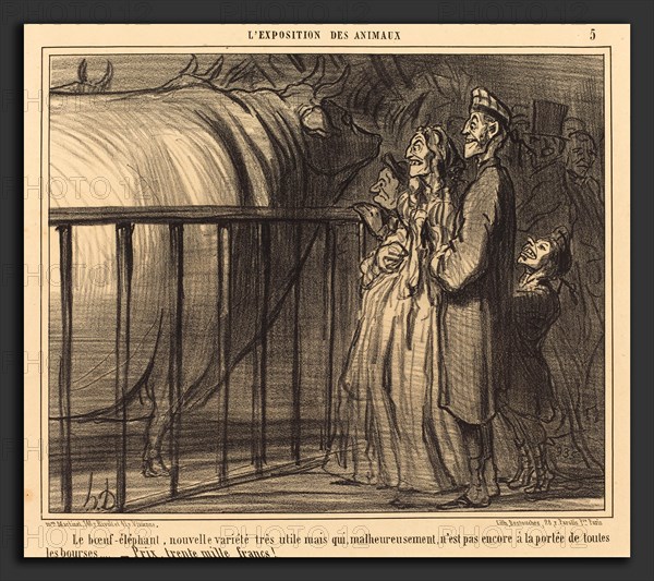 Honoré Daumier (French, 1808 - 1879), Le Boeuf-éléphant nouvelle variété, 1856, lithograph