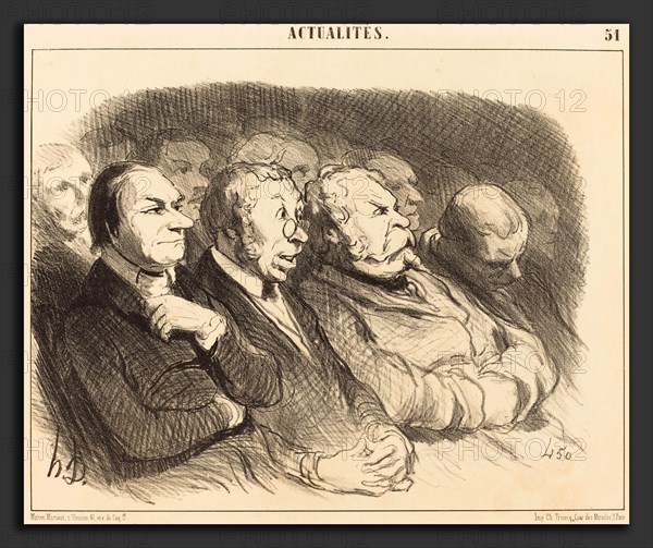 Honoré Daumier (French, 1808 - 1879), Physionomies de spectateurs de la Porte St.-Martin, 1852, lithograph