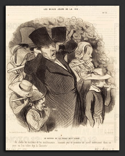Honoré Daumier (French, 1808 - 1879), Le Retour de la foire de Saint-Cloud, 1845, lithograph on newsprint