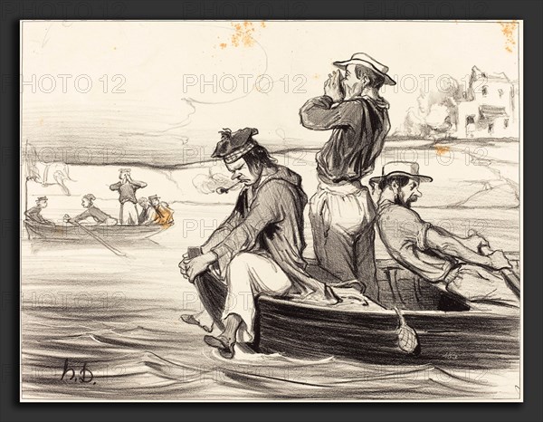 Honoré Daumier (French, 1808 - 1879), Une Rencontre en pleine eau, 1843, lithograph