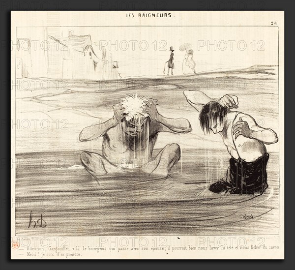 Honoré Daumier (French, 1808 - 1879), Attention, Gargouillet, v'la le bourgeois qui passe, 1842, lithograph on newsprint