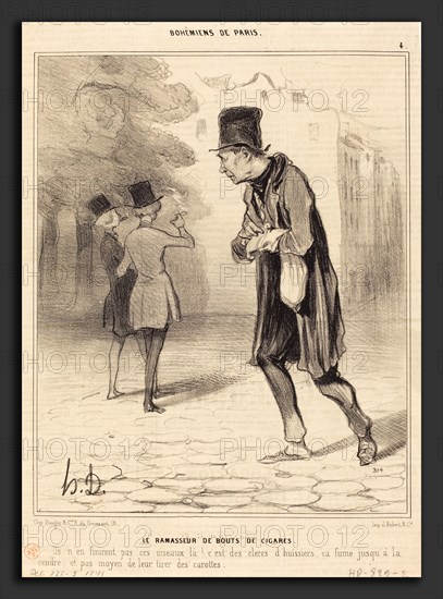 Honoré Daumier (French, 1808 - 1879), Le Ramasseur de bouts de cigares, 1841, lithograph on newsprint