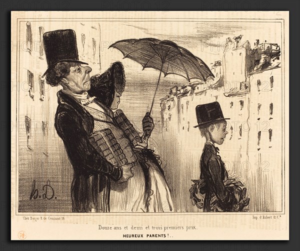 Honoré Daumier (French, 1808 - 1879), Douze ans et demi et trois premiers prix, 1839, lithograph on newsprint