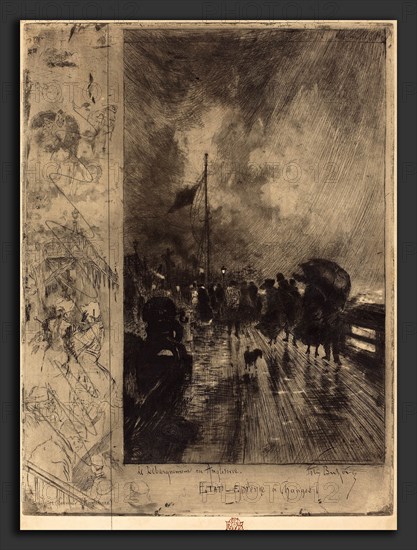 Félix-Hilaire Buhot (French, 1847 - 1898), Un Débarquement en Angleterre (Landing in England), 1879, etching, drypoint, aquatint (dust ground and spirit ground), softground etching