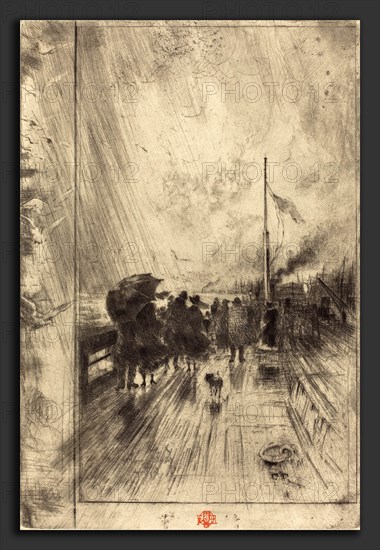 Félix-Hilaire Buhot (French, 1847 - 1898), Une Jetée en Angleterre (A Pier in England), 1879, etching, drypoint, roulette, and aquatint in black on wove paper