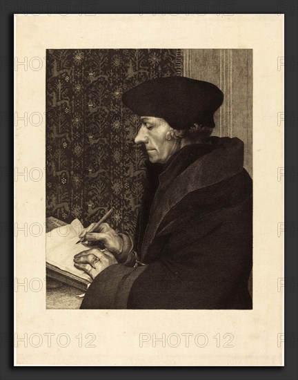 Félix Bracquemond after Hans Holbein the Younger (French, 1833 - 1914), Erasmus, 1863, etching