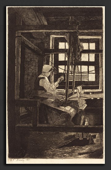 FranÃ§ois Bonvin (French, 1817 - 1887), The Weaver (La Tisserande), 1861, etching on laid paper