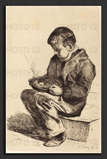 FranÃ§ois Bonvin (French, 1817 - 1887), Boy Eating Soup (Enfant mangeant sa soupe), 1861, etching on laid paper