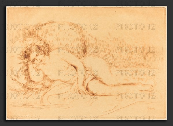 Auguste Renoir, Woman Reclining (Femme couchee), French, 1841 - 1919, 1906, color etching on japan paper