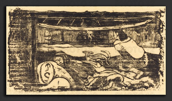 Paul Gauguin (French, 1848 - 1903), Interior of a Hut (Interieur de case), in or after 1895, woodcut in black