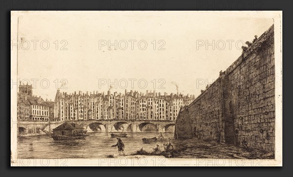 Charles Meryon after Victor Jean Nicolle (French, 1821 - 1868), Le Pont-au-Change, Paris, vers 1784, 1855, etching
